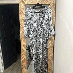 PrettyLittleThing Black and White Snakeskin Jumpsuit